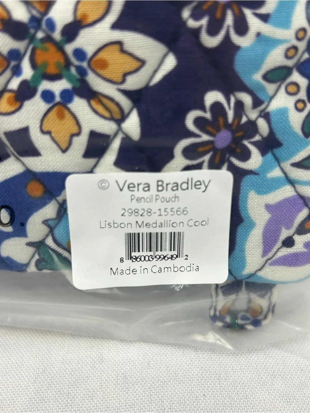 Vera Bradley Navy Teal Floral Quilted Cosmetic Pouch